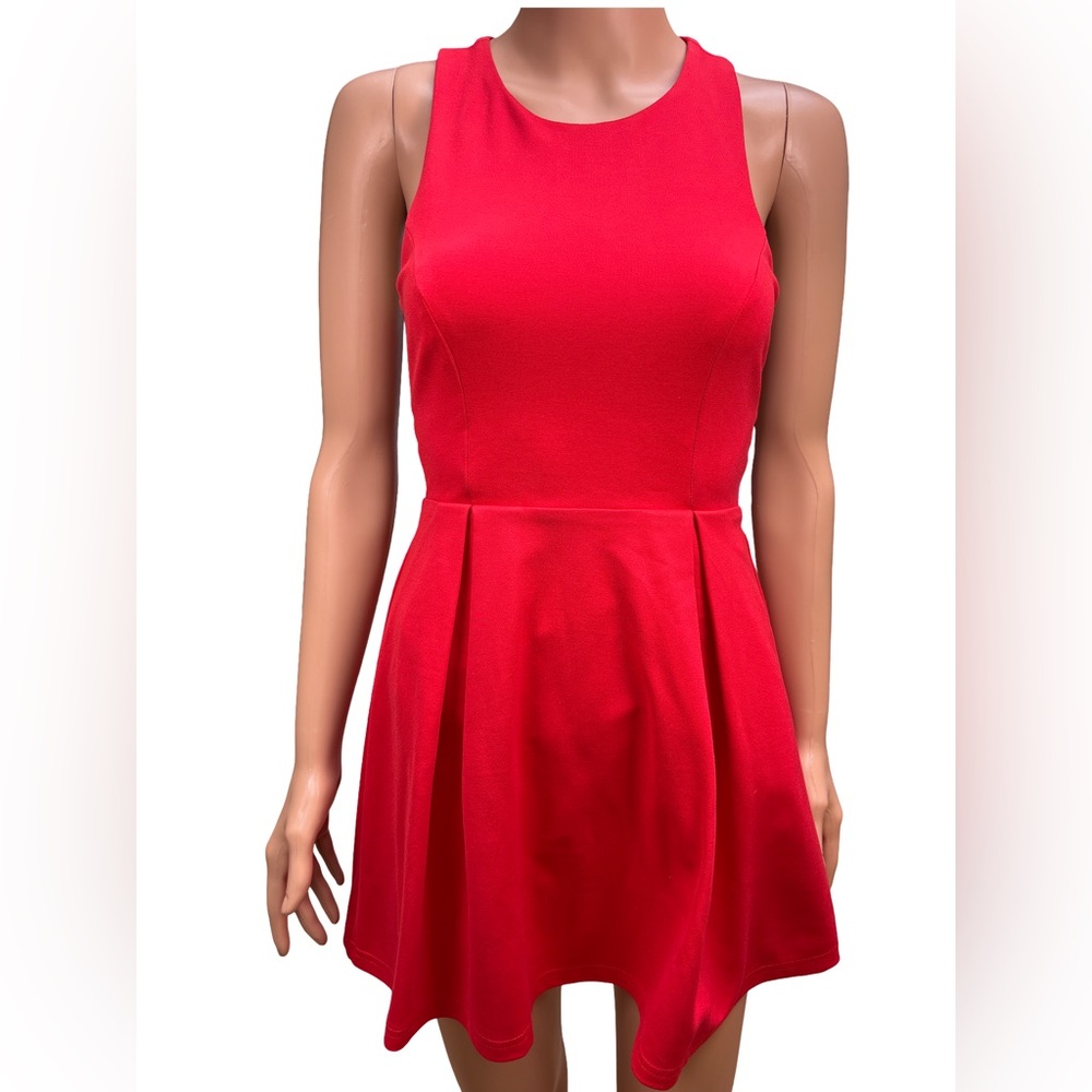 Lulu's Vibrant Red Sleeveless Mini Skater Dress XS